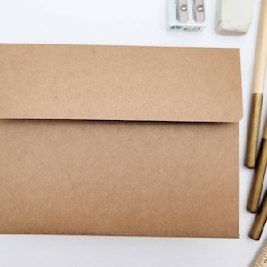 May include: A brown paper envelope with a flap on the top. The envelope is lying flat on a white surface.