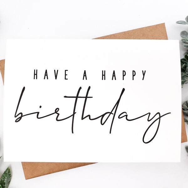Happy Birthday Minimalist Card - Etsy