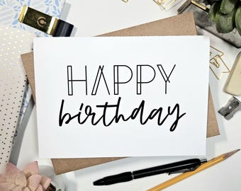 Simple Happy Birthday Card - Minimalist Greeting