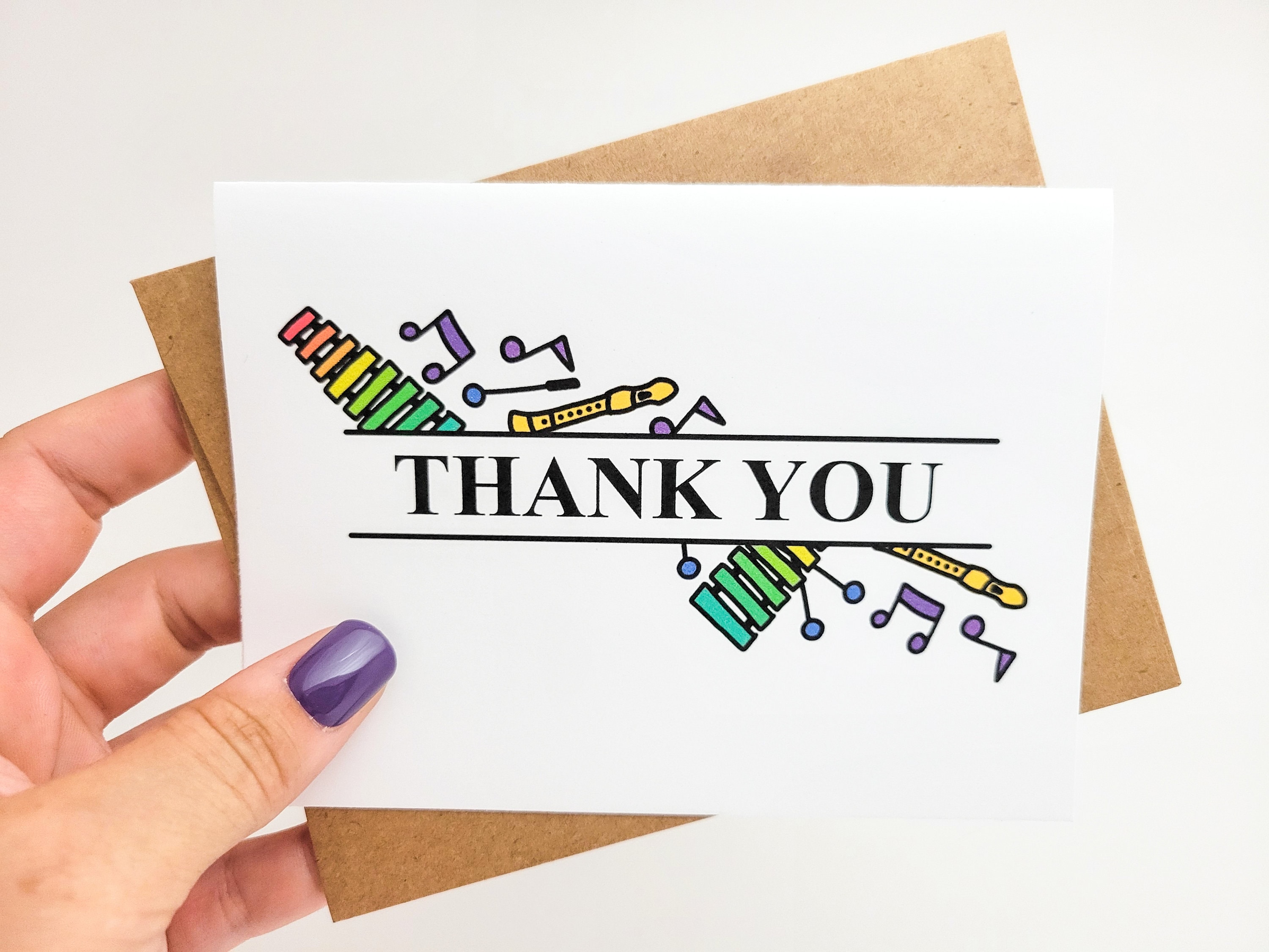 Music Teacher Thank You Card: Colorful Appreciation Card - Etsy