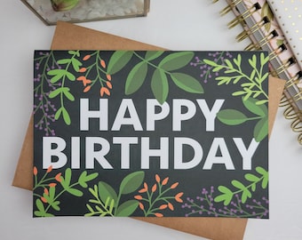 Bold Floral Happy Birthday Card