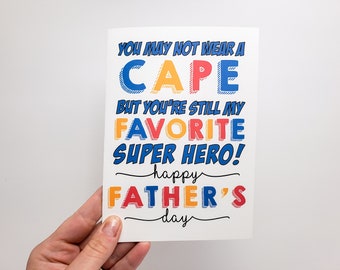 Colorful Dad Superhero Happy Father's Day Card from Kids