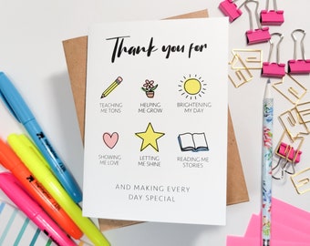 Fun Greeting Card for Teacher Appreciation - Thank You Card for Teacher