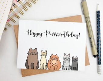 Cat Birthday Card: Funny Pun Greeting Card