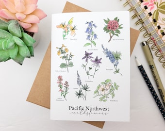 Pacific Northwest Wildflower Greeting Card: PNW Floral Card