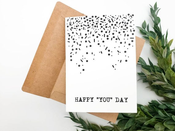 Minimalist Birthday Card: Confetti Design, Kraft Envelope