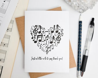 Thank You Card for Music or Piano Teacher - Teacher Appreciation Card for Piano or Voice Teacher