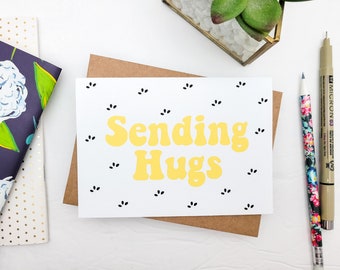 Modern Sympathy Card - Cute Sending Hugs Greeting Card