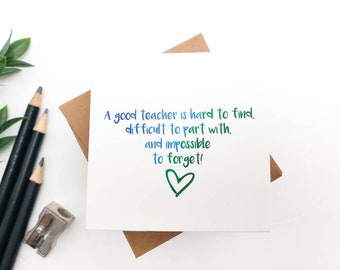 Small Thank You Greeting Card for Teacher Appreciation
