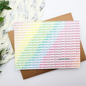Rainbow Colored Love You Card - Colorful Anniversary Card