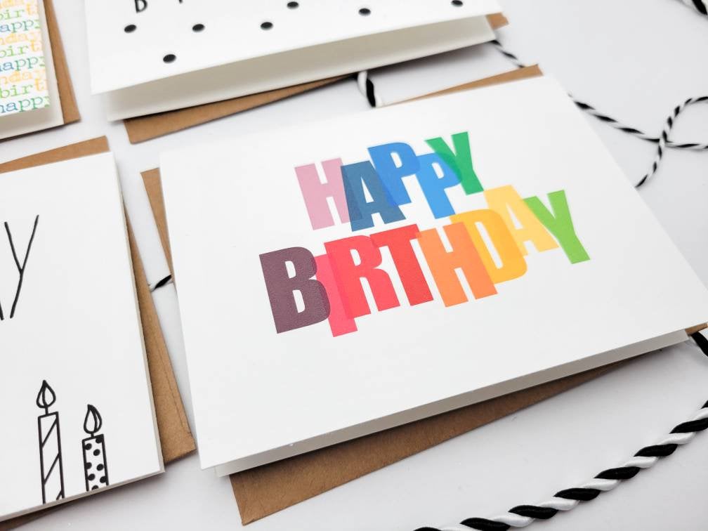 Colorful Birthday Card Variety Pack - Set of Generic Birthday Cards ...