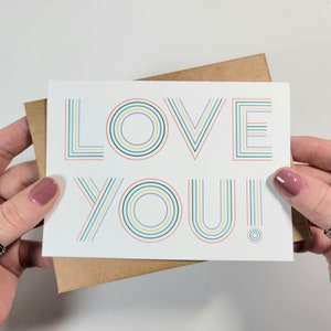 Colorful Minimalist Love You Card - Simple I Love You Card