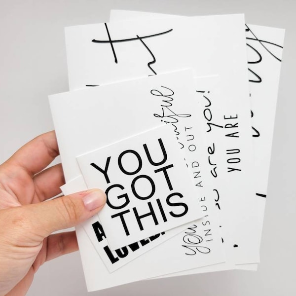 Set of Simple Inspirational and Encouraging Greeting Cards