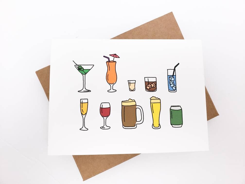 Alcoholic Beverage Congratulations Greeting Card - Etsy UK