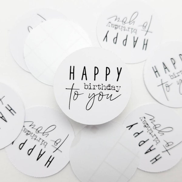 Minimalist Happy Birthday Envelope Sticker - Simple Birthday Envelope Sticker Seal