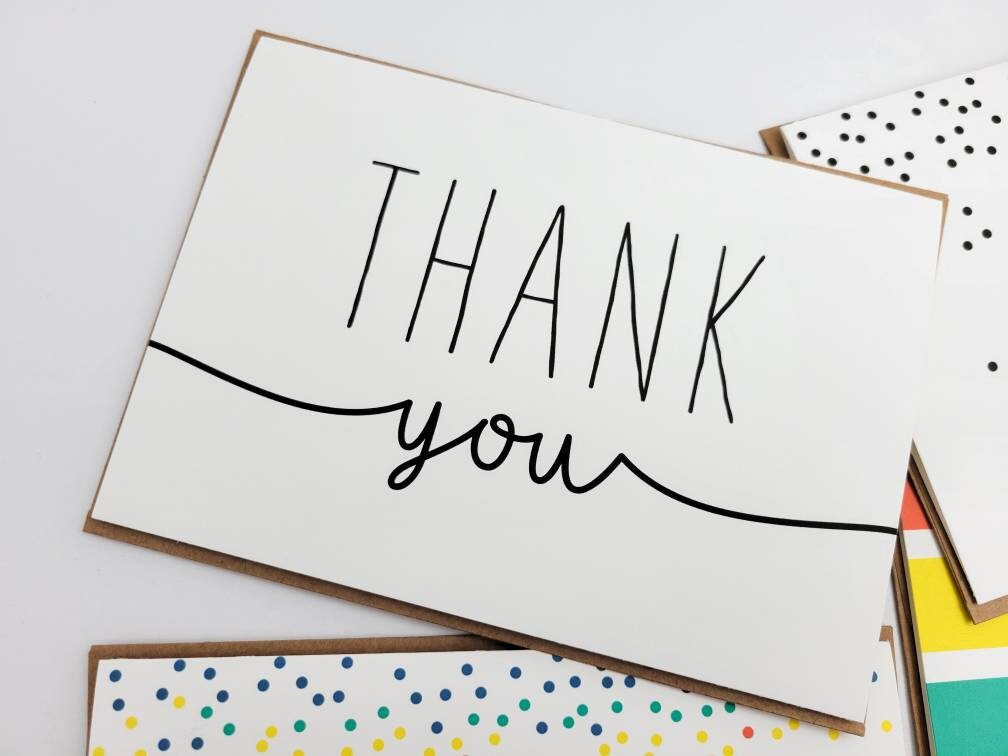 5x7 Thank You Card Variety Pack Simple Thank You Greeting Etsy