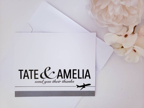 Destination Wedding Thank You Cards With Custom Names Travel Etsy