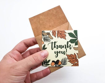 Small Rustic Fall Leaves Thank You Card
