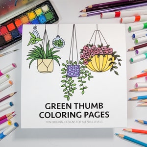 Plant-Themed Coloring Book: Green Thumb Designs