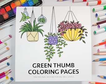 Plant-Themed Coloring Book: Green Thumb Designs