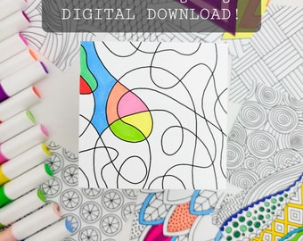 Abstract Designs Mini Coloring Pages Digital Download
