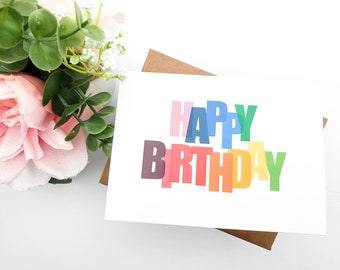 Colorful Kids Happy Birthday Card in Rainbow Colors