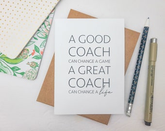 Thank You Card for Coach - Appreciation Greeting Card for Sports Coach