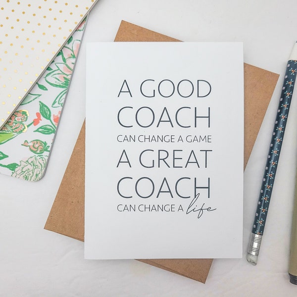 Thank You Card for Coach - Appreciation Greeting Card for Sports Coach