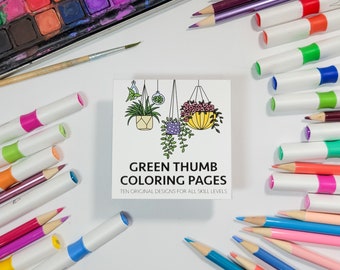 Plant and Flower Themed Mini Coloring Book - Plant Themed Gift for Plant Lover