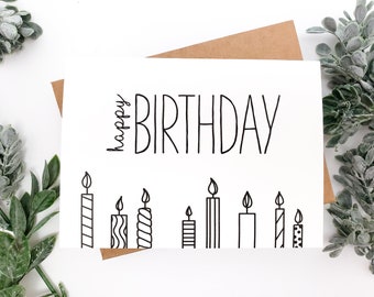 Simple Happy Birthday Card with Candles