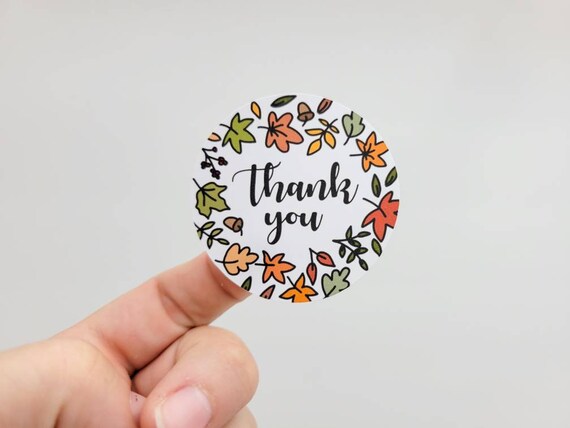 Fun Fall Thank You Sticker for Envelopes - Colorful Thanksgiving Envelope Seal