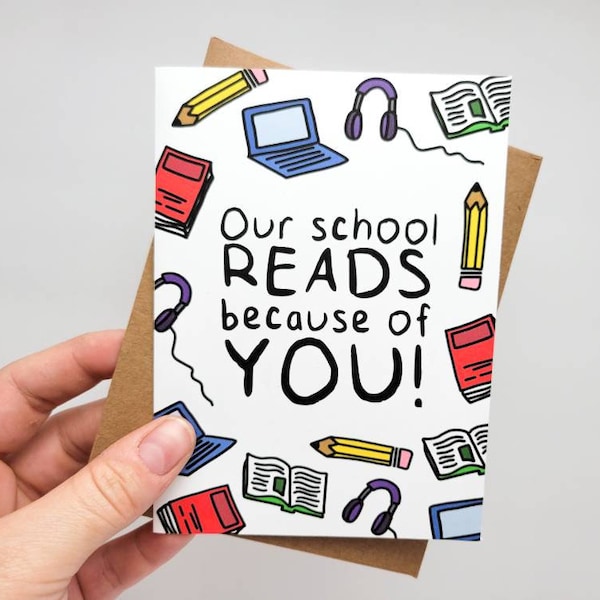 Greeting Card for School Librarian - Teacher Appreciation Card for Elementary Librarian