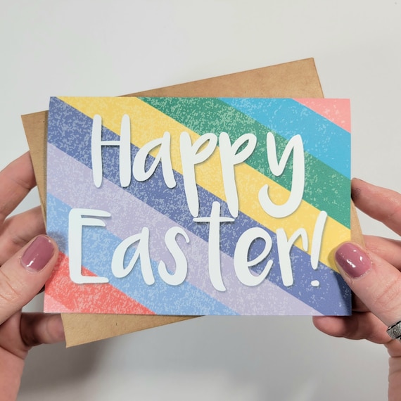 Colorful Spring Themed Happy Easter Greeting Card