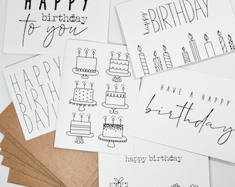 Simple Minimalist Birthday Cards Variety Pack - Pack of Simple Birthday Cards