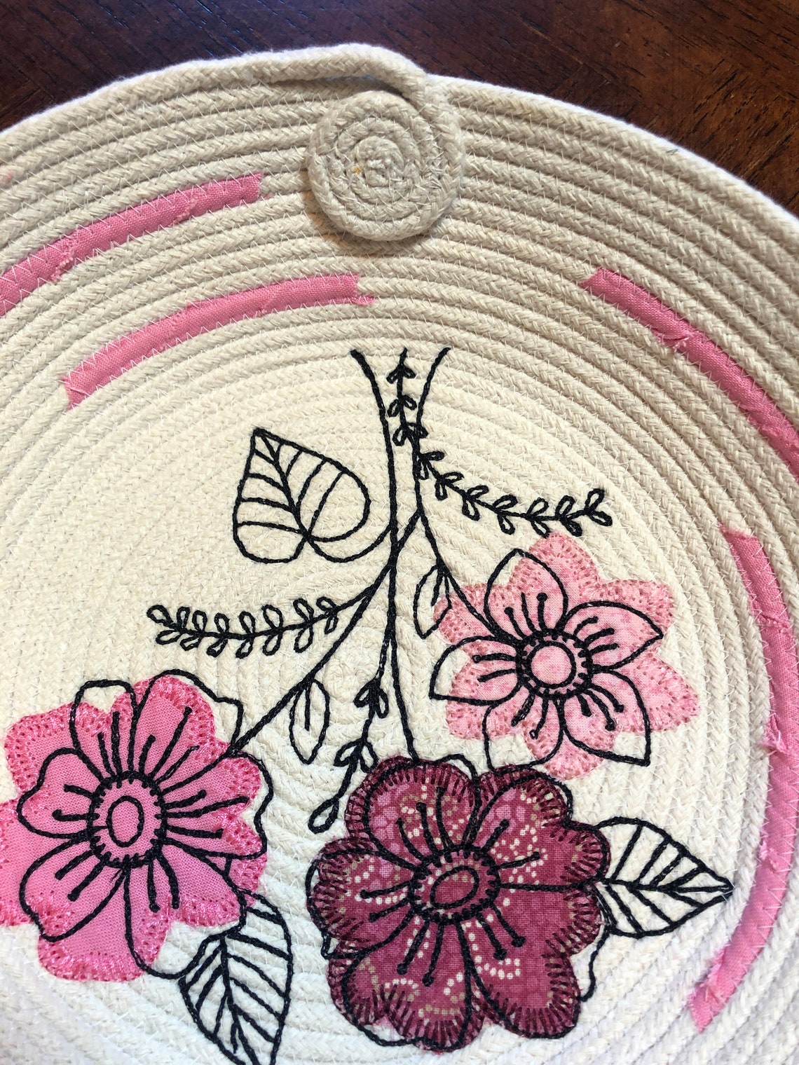 Basket basket with embroidery handmade basket rope basket  etsy Basket basket with embroidery handmade basket rope basket  etsy