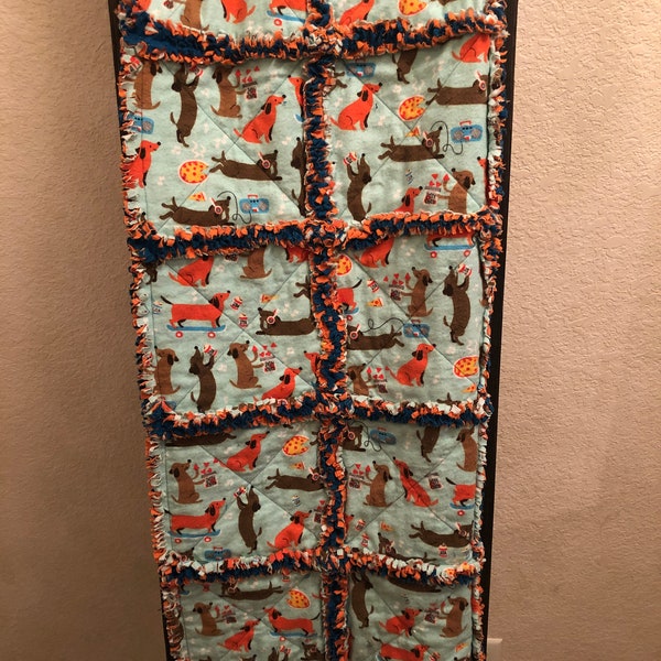 Dachshund Quilt, Dachshund Blanket, Dachshund Gift, Dachshund Rag Quilt, Weiner Dog Quilt