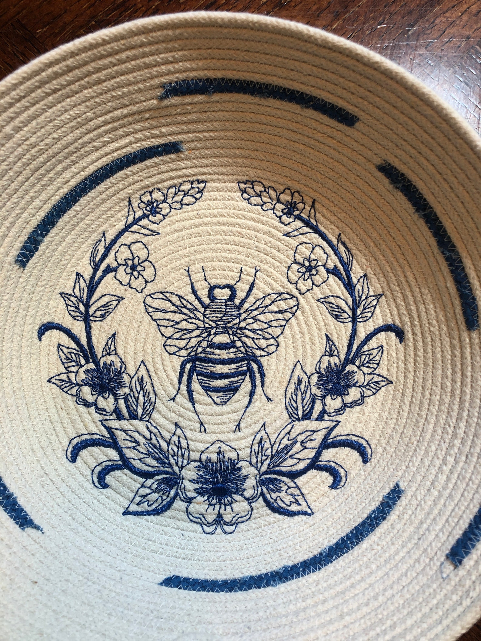 Basket Basket with Embroidery Handmade Basket Rope Basket Etsy