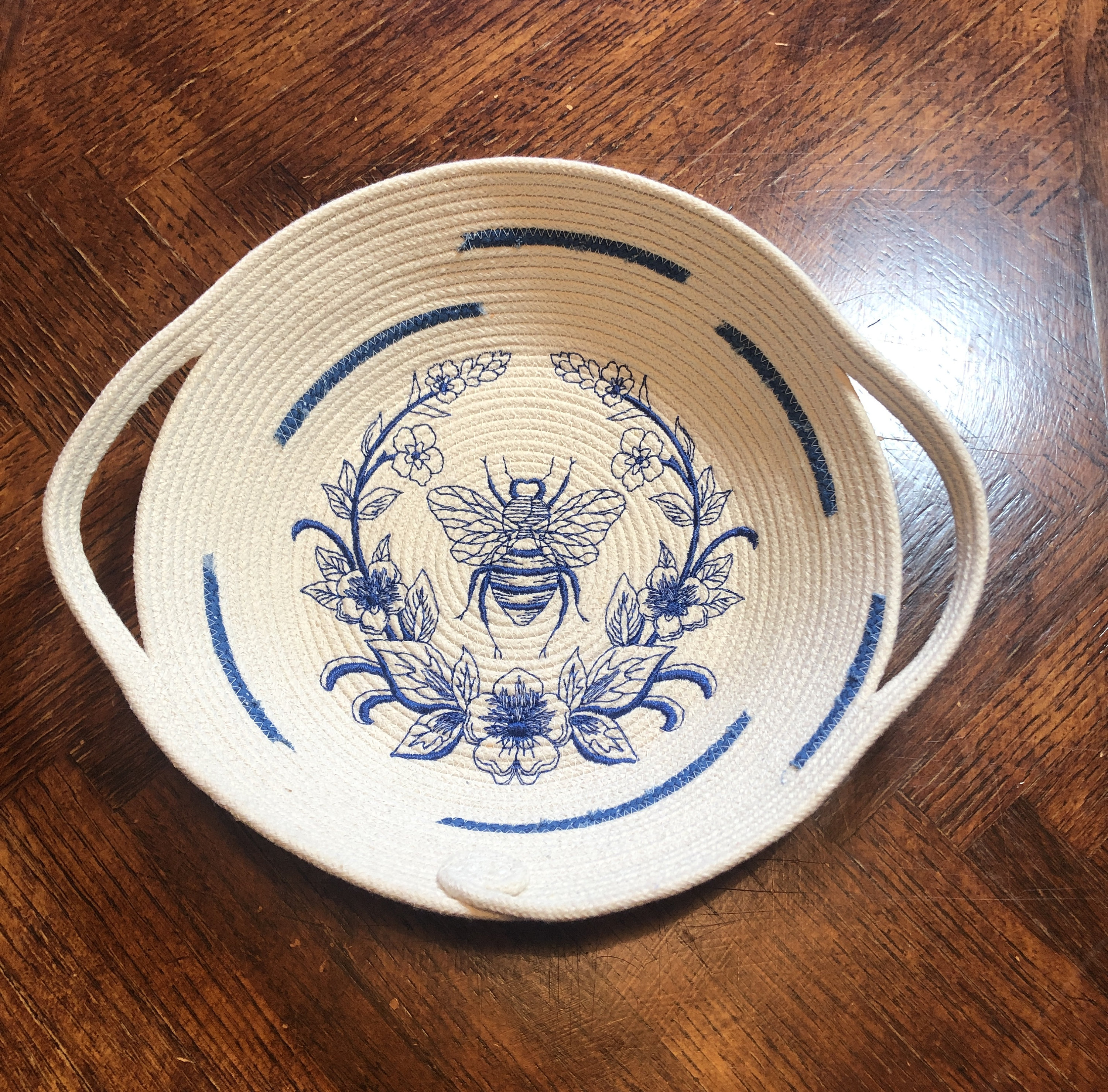 Basket Basket with Embroidery Handmade Basket Rope Basket Etsy