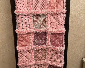 Baby Girl Quilt, Handmade Baby Blanket, Pink Baby Quilt, Rag Quilt, Pink Rag Quilt, Baby Shower Gift, Nursery Blanket, Baby Bedding, Baby