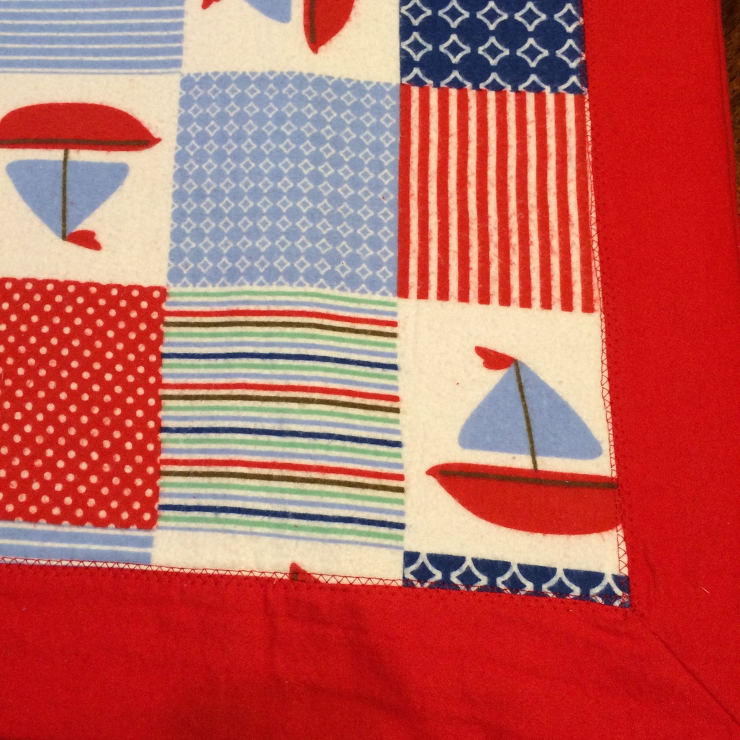 Sail Boat Baby Blanket Nautical Receiving Blanket Self Etsy