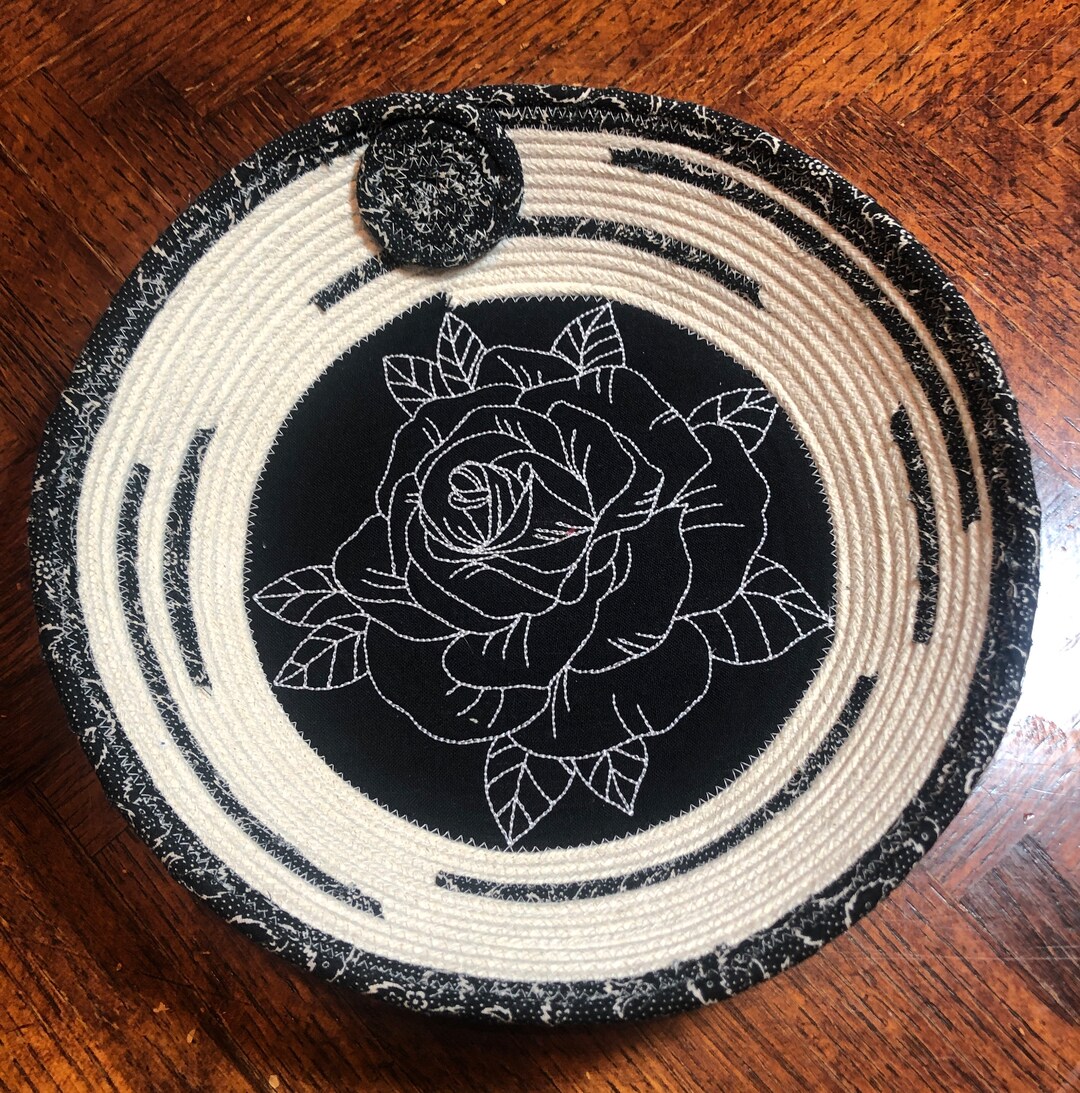 Basket, Basket With Embroidery, Handmade Basket, Rope Basket, Rope Bowl ...