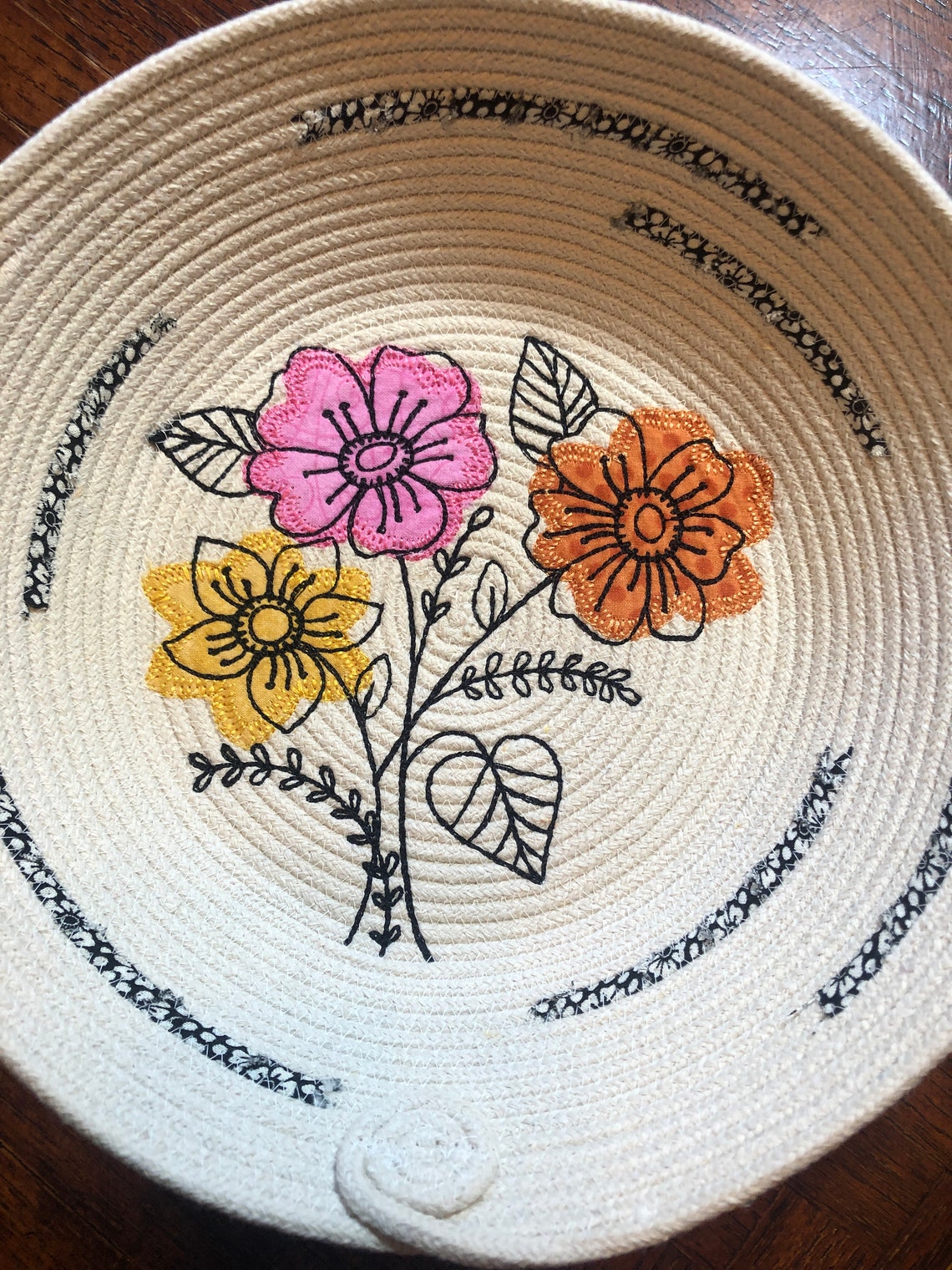 Basket basket with embroidery handmade basket rope basket  etsy Basket basket with embroidery handmade basket rope basket  etsy