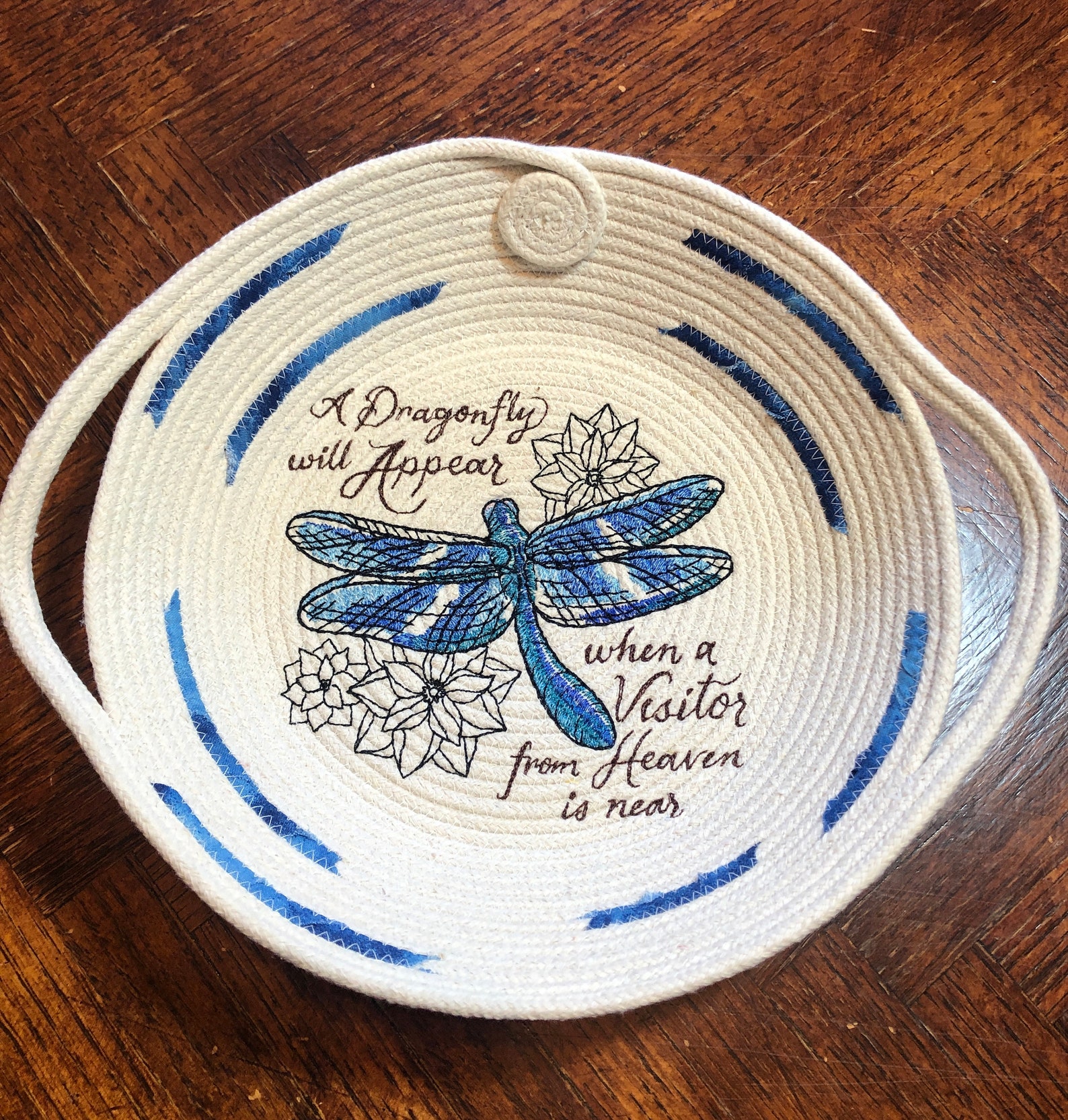 Basket Basket with Embroidery Handmade Basket Rope Basket Etsy