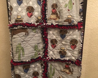 Dachshund Quilt, Dachshund Gift, Dachshund Blanket, Western Dachshund Quilt, Weiner Dog Quilt