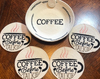 Rope Coasters, Coaster Set, Handmade Coasters, Coasters, Rope Coaster Set, Coffee Coaster, Gift for Coffee Drinker, Housewarming Gift