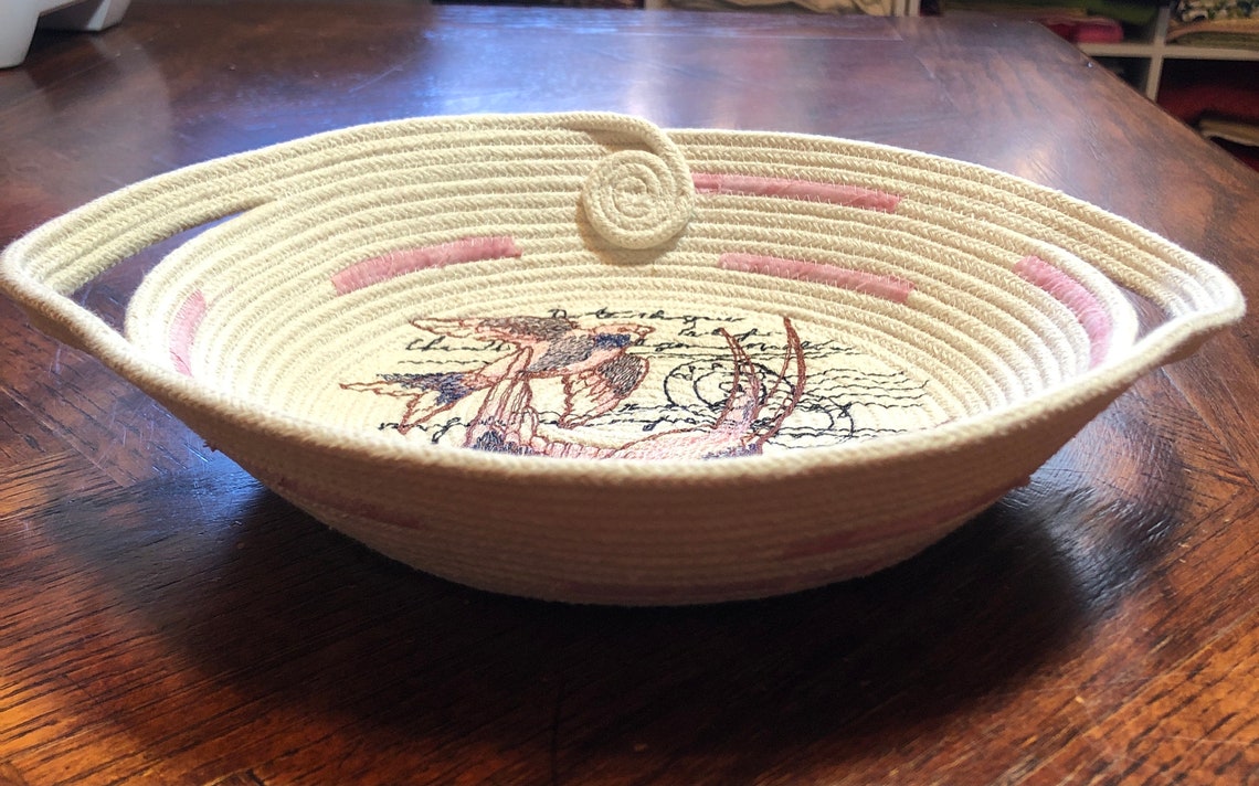 Basket basket with embroidery handmade basket rope basket  etsy Basket basket with embroidery handmade basket rope basket  etsy