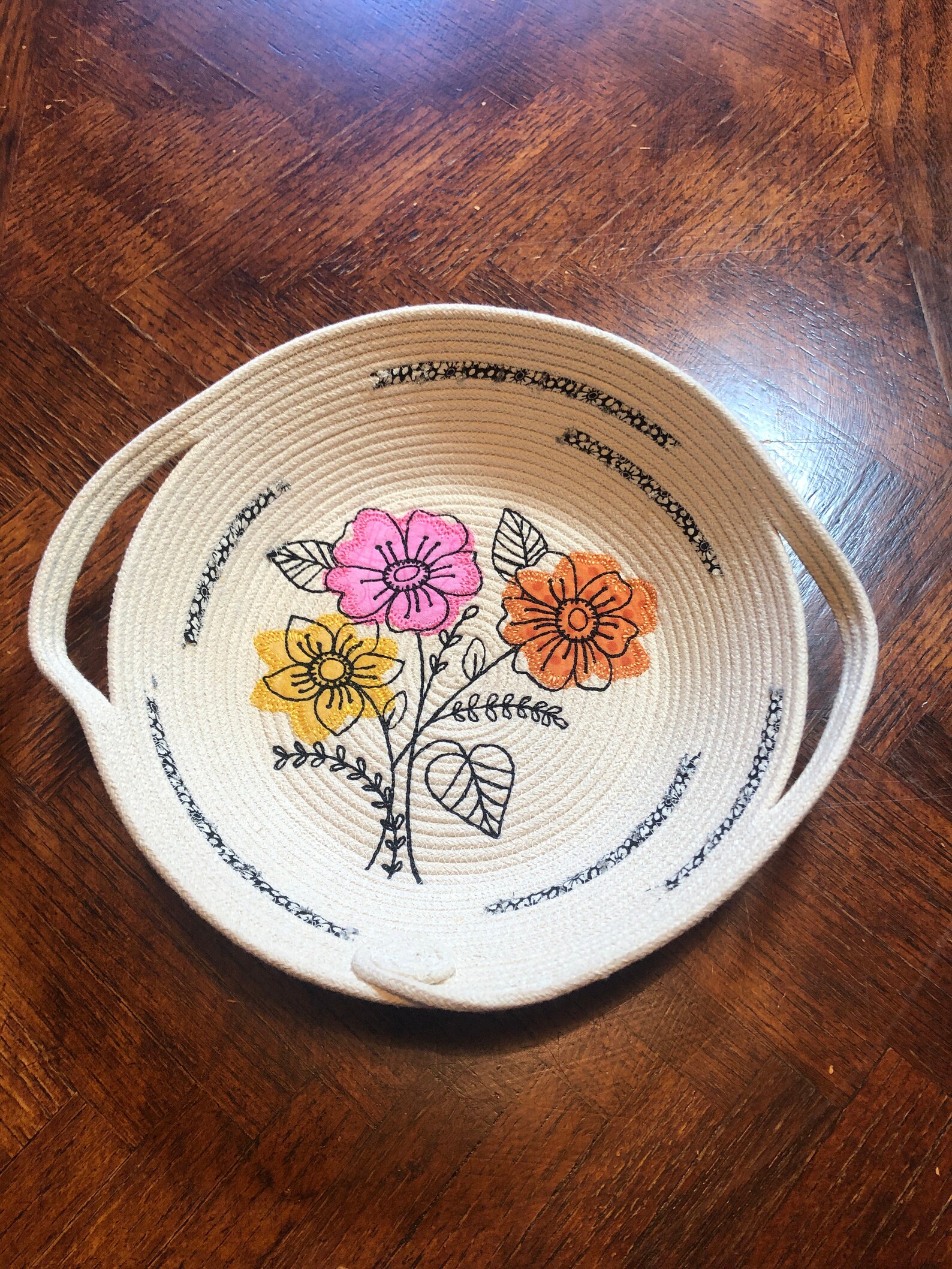 Rope Basket Rope Basket Handmade Basket With Embroidery Etsy