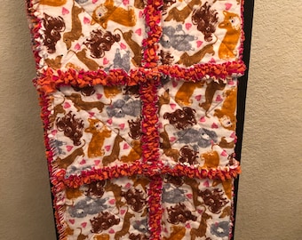 Dachshund Quilt, Dachshund Rag Quilt, Dachshund Handmade Quilt, Doxie Blanket, Dachshund Gift