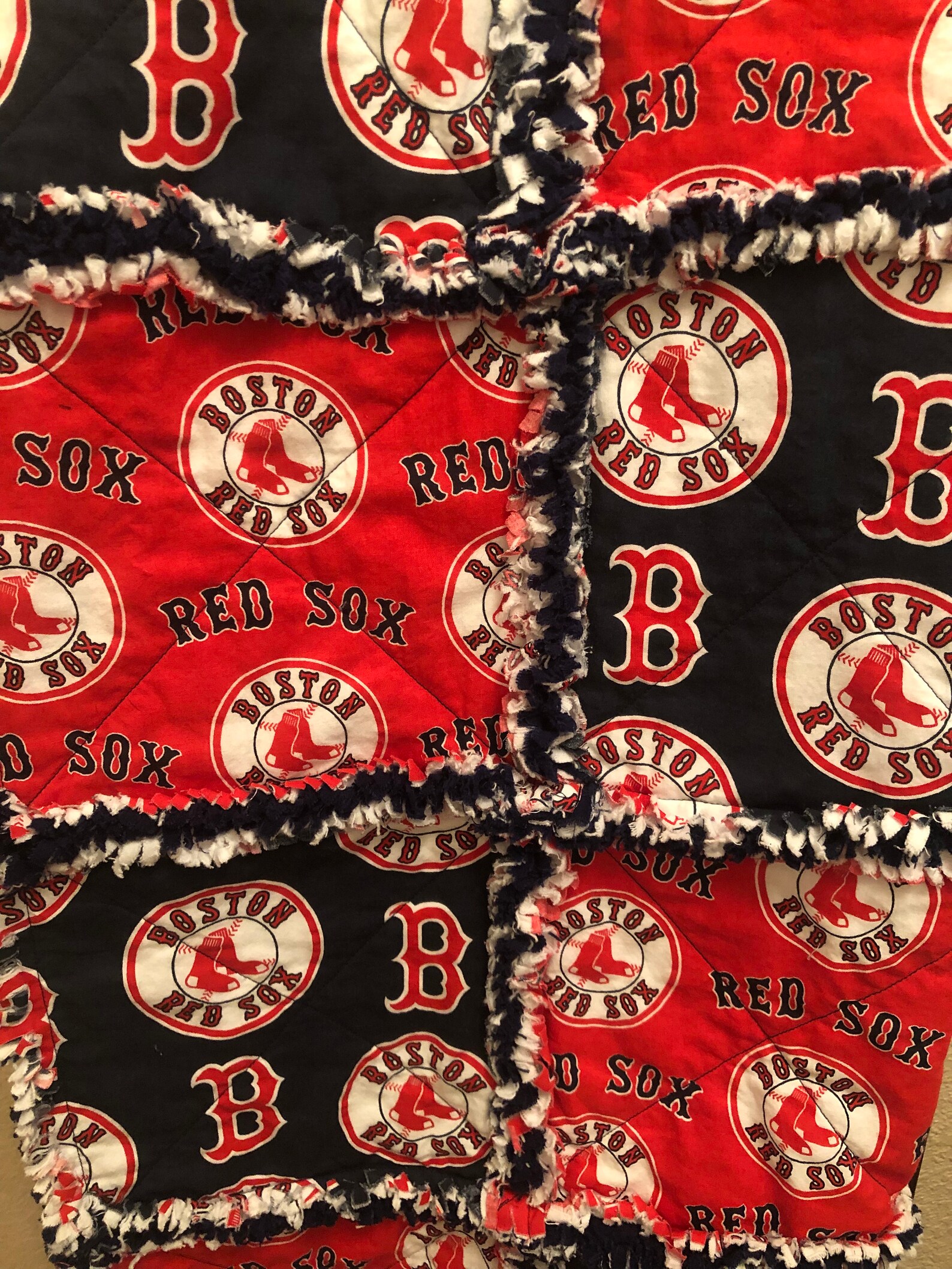 Boston Red Sox Blanket Sports Quilt Handmade Quilt Baseball Etsy