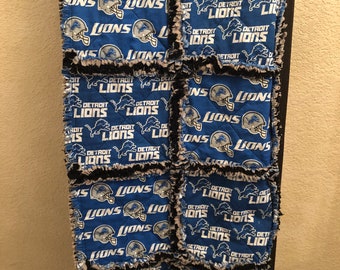 Detroit Lions Quilt, Sports Quilt, Handmade Quilt,  Football Quilt, Gift for Sports Fan